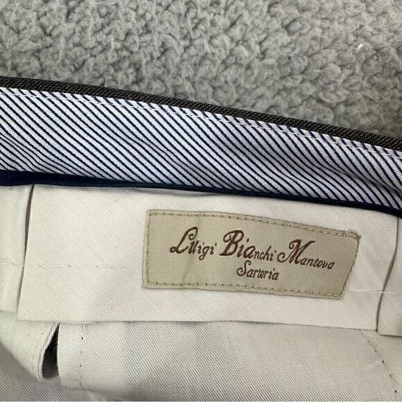 Luigi Bianchi Mantova Sartoria Pants Men 36x26.5 Brown Wool Italian Ankle Slacks - Picture 7 of 16